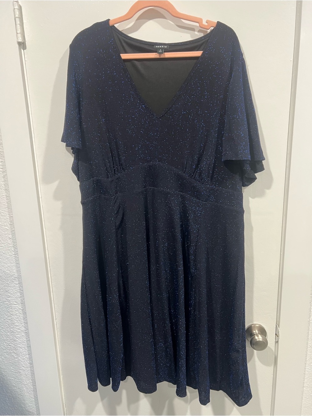 torrid Blue Sparkle V-Neck Midi Dress